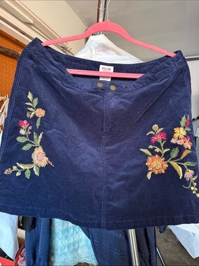 Mossimo Supply Co. Navy Corduroy Skirt with Pink Accent